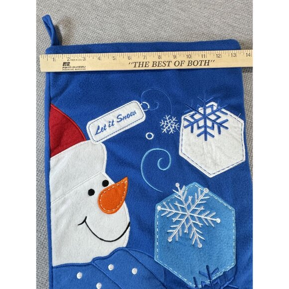 Jumbo Hobby Lobby Let It Snow Snowman Christmas Stocking 29" BlueFelt Winter - Picture 9 of 9